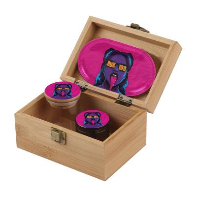 China Rukioo Wooden Case Small Set with Rolling Tray Grinder Custom Smoking Set for sale