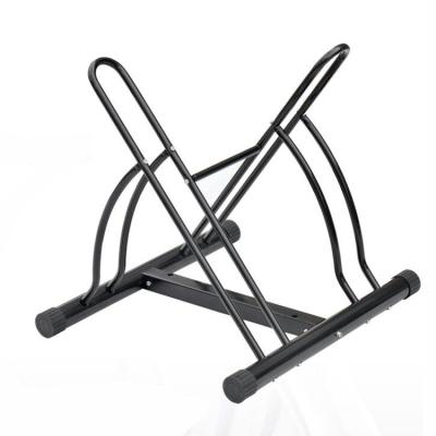 China Durable Modern Type Two Bicycle Floor Standing Metal Bike Parking Rack Free Standing for sale