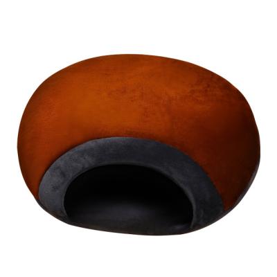 China Solid Color Customized Heater Gray Burgundy Green Black Dark USB Heated Round Pet Bed For Dog Cat for sale