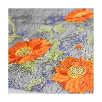 China 2022 New Promotion Embroidery Breathable Polyester Floral Custom Printed Fabrics for sale