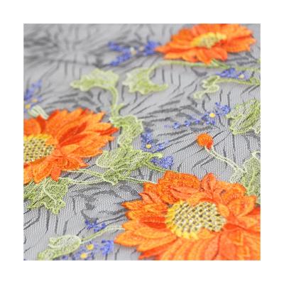 China Tech Floral Polyester Printed Breathable Production 3d Lace Up Fabrics Embroidery for sale