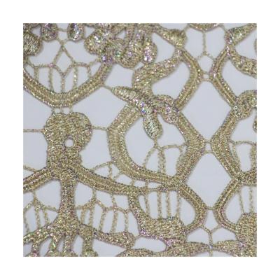 China Breathable Fine Quality Beige Water Soluble Embroidery Luxury Fabrics For Wedding Dress for sale