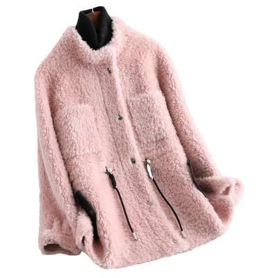 China Winter style women's real fur coat real woolen coat belt jacket overcoat classic fashion lady outwear A19068 for sale