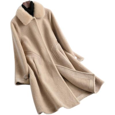 China REAL PUDI FUR Women's Luxury Female Wool Parka Mink Fur Coat Jacket Winter Ditch CT1126 for sale