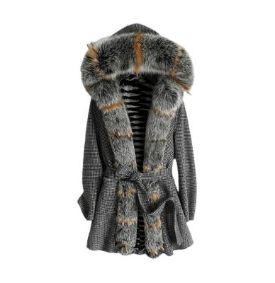 China autumn/winter women's real wool coat female rabbit fur coat Anti-wrinkle fox fur lining collar jacket outwear long gap ZY18518 for sale