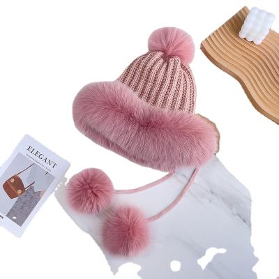 China Pudi Women Winter Fox Fur Hat Lady Female Warm Beret Skullies Short Skullies HF251 for sale