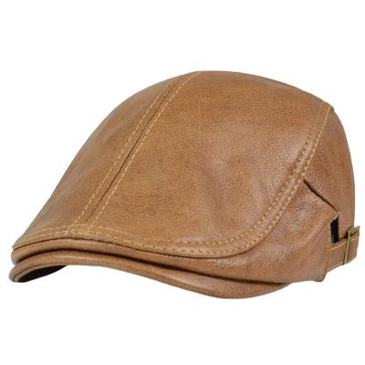 China Cow Picture Mens Genuine Leather Newsboy Baseball Cap /Beret Male Hat Winter Warm Caps&hats HL046 for sale