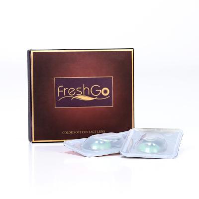 China Luxury Recycled Materials HIDROCOR Color Lens Paper Box Gold Hot Foil Freshgo Colored Contact Lenses Packing OEM Customized Contact Lens Package for sale