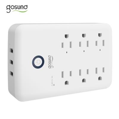 China Convenient Safety USA Power 6 Gang AC Outlets 3 USB 16A Smart Surge Protector Extension Sockets for sale