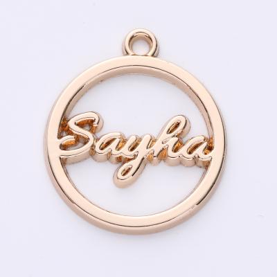 China Cute Bulk Round Shape Silver Gold Custom Engraved Metal Logo Label Charms Zinc Alloy Pendant For Bracelet for sale