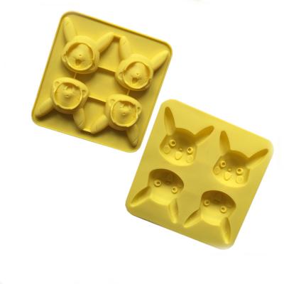 China Hot Viable Selling 4 Cups Silicone Cake Dessert DIY Mold Cake Pikachu Molds Bakeware Silicone Baking Mold For Mousse for sale