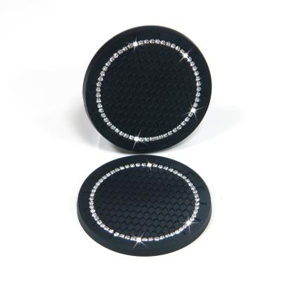 China Dropshipping Viable Serving Table Pad Thickened Round Circular Package Diamond Silicone Drink Coasters Cup Holder Car Coasters 2 for sale