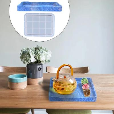 China Viable DIY Rectangle Dish Fruit Tray Resin Dish Dinner Silicone Mold for sale