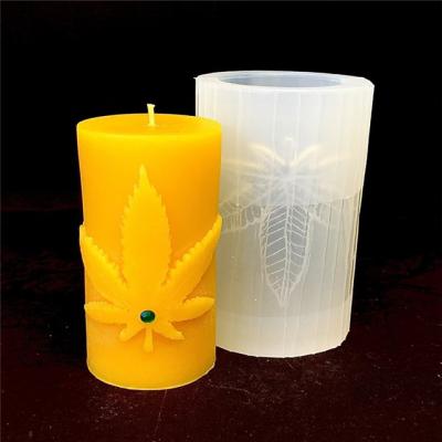 China Disposable Plaster Mold Cylindrical Maple Leaf Candle Molds Silicone Mold For Candles for sale