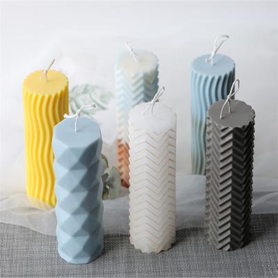 China Clay Special Shaped Cylinder Mold Disposable Soft Handmade Silicone Mold 3d Candle Molds for sale