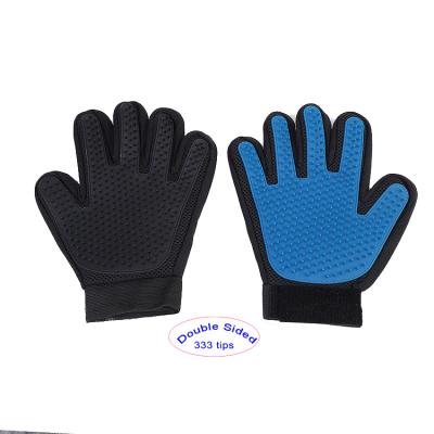 China Double Sided Effective Pet Grooming Glove Pet Hair Remover Glove Viable With 333 Soft Tips for sale