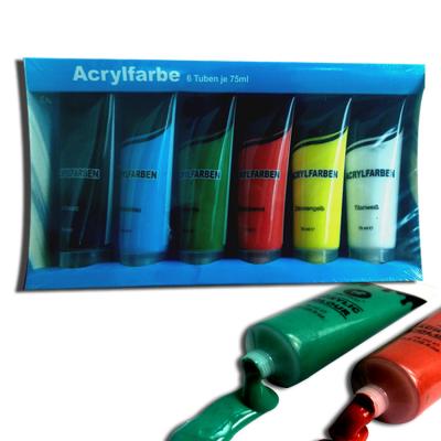 China Vibrant Colors Acrylic Paints Art Supplies Professional Studio 6 Colors 75ml Acrylic Paints Art Set for sale