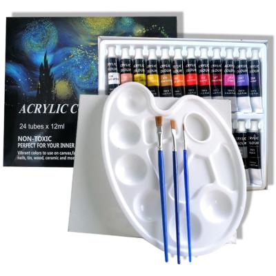 China Vibrant Colors Assorted 24 Colors 12ML Art Supply Artist Acrylic Craft Paint Sets for sale