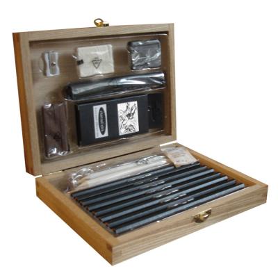 China Drawing charcoal drawing set wooden box art pencil set charcoal pencil drawing set for sale