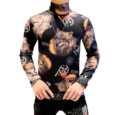 China Breathable High Quality Material Printing High Collar Tank Tops Slim Long Sleeve T-Shirt for sale