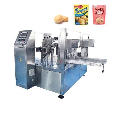 China Food Premade Small Automatic Pocket Biscuits Biscuit Nuts Packing Machine Zipper Bag Biscuit Packaging Machine for sale