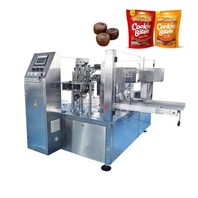 China Food Biscuit Bread Nuts Doypack Machine Zip Lock Bags Biscuit Automatic Weighing Filling Packing Machine for sale