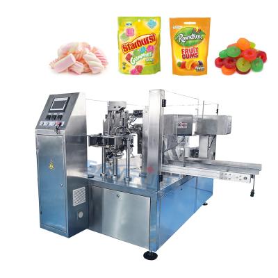 China Pocket automatic soft standup jelly packing machine doypack candy cotton food candy gummy packing machine for sale