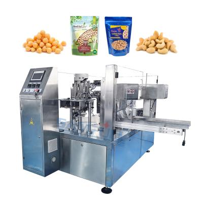 China Automatic rotary food packing machine for chickpeas pistachios multihead weigher doypack machine for almonds cashew nuts for sale