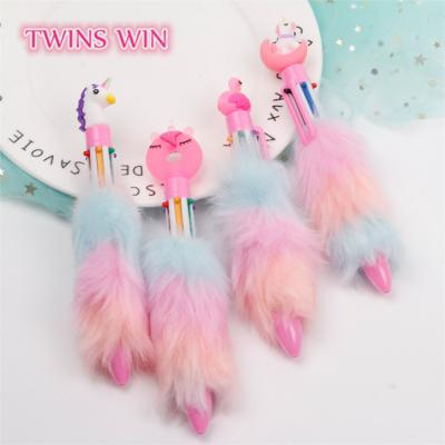 China Eco-Friendly Cute Plush Fresh Novelty 6 In 1 Tool Ballpoint Pen Multi Functional Multicolor Ballpoint Pen 517 for sale