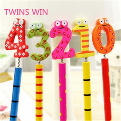 China 2019 New Design Number Pencil School Sale Office Cartoon Wooden Pencil Top Shaped Pencil Eco-friendly For Children 434 for sale