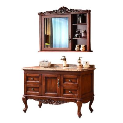 China Traditional European American Style Classic Antique Bathroom Vanity Cabinet With Mirror for sale