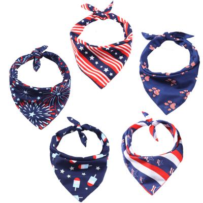 China Viable Custom Printed 100% Cotton Soft Polyester Triangle Dog Drop Pet Scarf Reversible Puppy Bandanas for sale