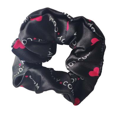 China Custom Oversized Printing Hair Accessories Band Solid Color Satin Designer Hair Scruchies No for sale