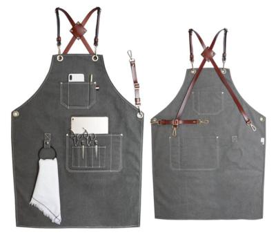 China SANITAIRE Simple Denim Apron For Cafe Gardener Baking Shop Strap Overalls for sale