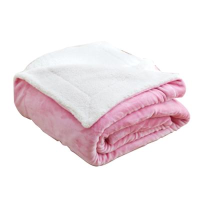 China 2 Layers PORTABLE Comfy Micro Plush Sherpa Micro Plush Blanket for sale