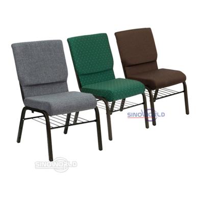 China Modern hot sale fabric green church used metal folding stackable padded church chairs for sale for sale