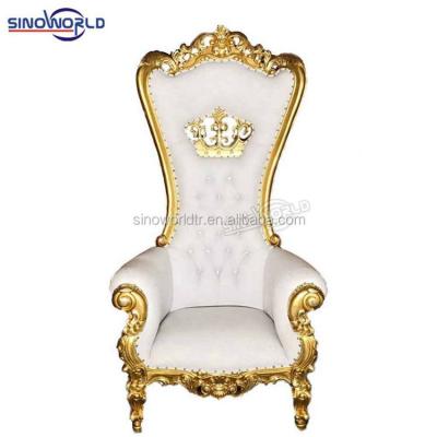 China Kids Royal Dubai Fiberglass Queen King Solid Wood High Back Throne Chair for sale