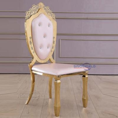 China New Design Stainless Steel Banquet Hotel Tufted Chair Luxury Furniture Wedding Dining Chair for sale