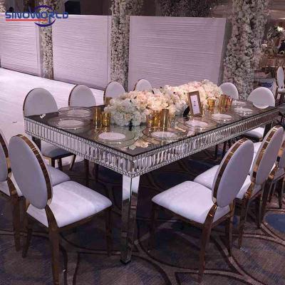 China High End Eco-friendly Stainless Steel Wedding Dining Table Furniture Wedding Hotel Luxury Dining Table for sale