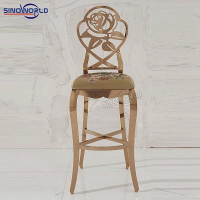 China Contemporary bar stools and modern restaurant dinner chair wedding party stainless steel gold metal bar chairs for sale