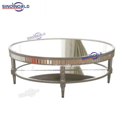 China Professional white round tempered glass table top stainless steel tea table coffee table for sale