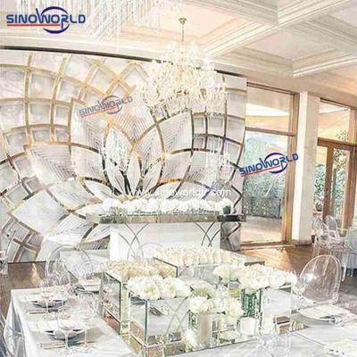 China Wholesale Wedding Decorations Fashionable Wedding Supplies Satinless Steel Wedding Decorations Sequin Flower Wall Backdrop for sale