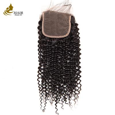 Chine Fermeture brésilienne 4x4 en dentelle de cheveux humains Fermeture Swiss Kinky Curly à vendre