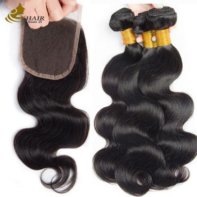 Chine Oem Remy Extensions de cheveux humains de corps brut Boucles de cheveux ondulés avec fermeture à vendre