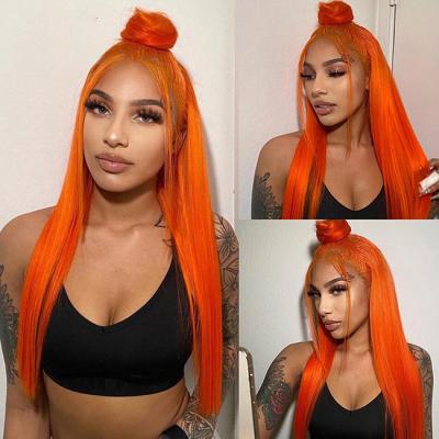 Cina Ginger Orange Straight Lace Frontale Perrucche Per Capelli Umani Pre-Plucked Per Donne in vendita