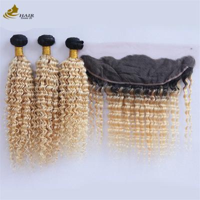 China 1B/613 Peruvian Brazilian Human Hair Bundle With Frontal Lace Closure for sale