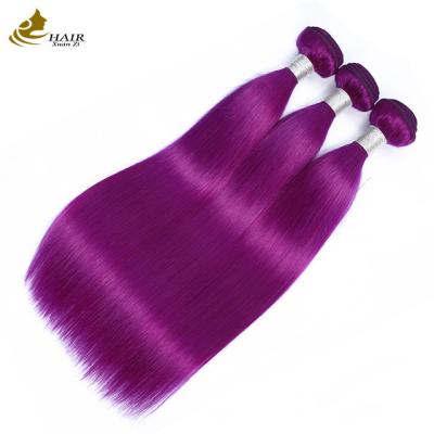 China Purple Human Hair Straight Bundle Virgin Human Hair Weft Erweiterungen zu verkaufen