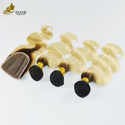 China Brazilian Remy Human Hair Ombre Blonde Hair 3 Bundles 1b/613 Body Wave en venta