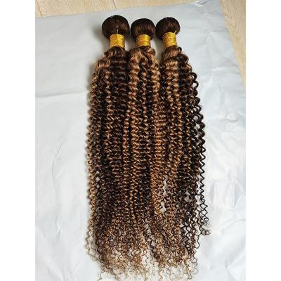 China Kinky Curl Hair Bundles P4/27 Ombre Human Hair Extensions Hair Weft for sale