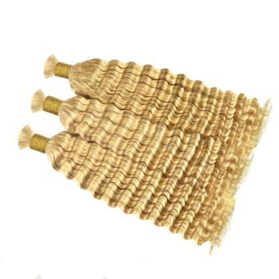 China Double Drawn Deep Wave Human Hair Bulk For Braiding 613 Color Blonde for sale